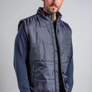 Custom printed padded gilet with company logo for workwear